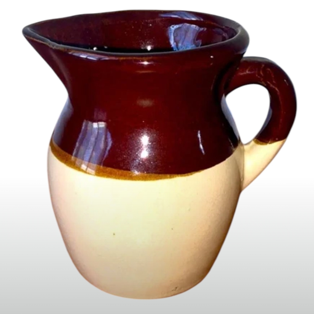 antique Roseville RRP Co Mini pitcher.  Elegant Two-Tone Ceramic Pitcher